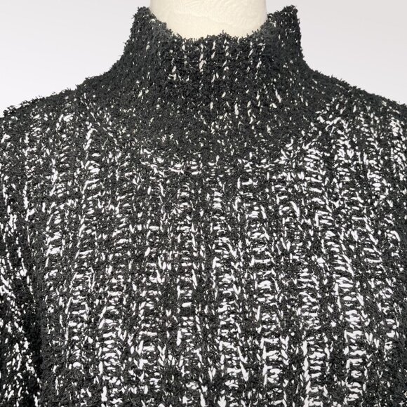 Steve Madden Black White Marled Knit Mock Neck Sweater Size Large - Picture 3 of 10